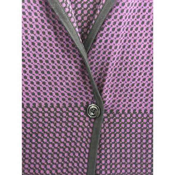 Pendleton Size Large Cardigan Sweater Houndstooth Merino Wool Purple Black - Picture 7 of 10